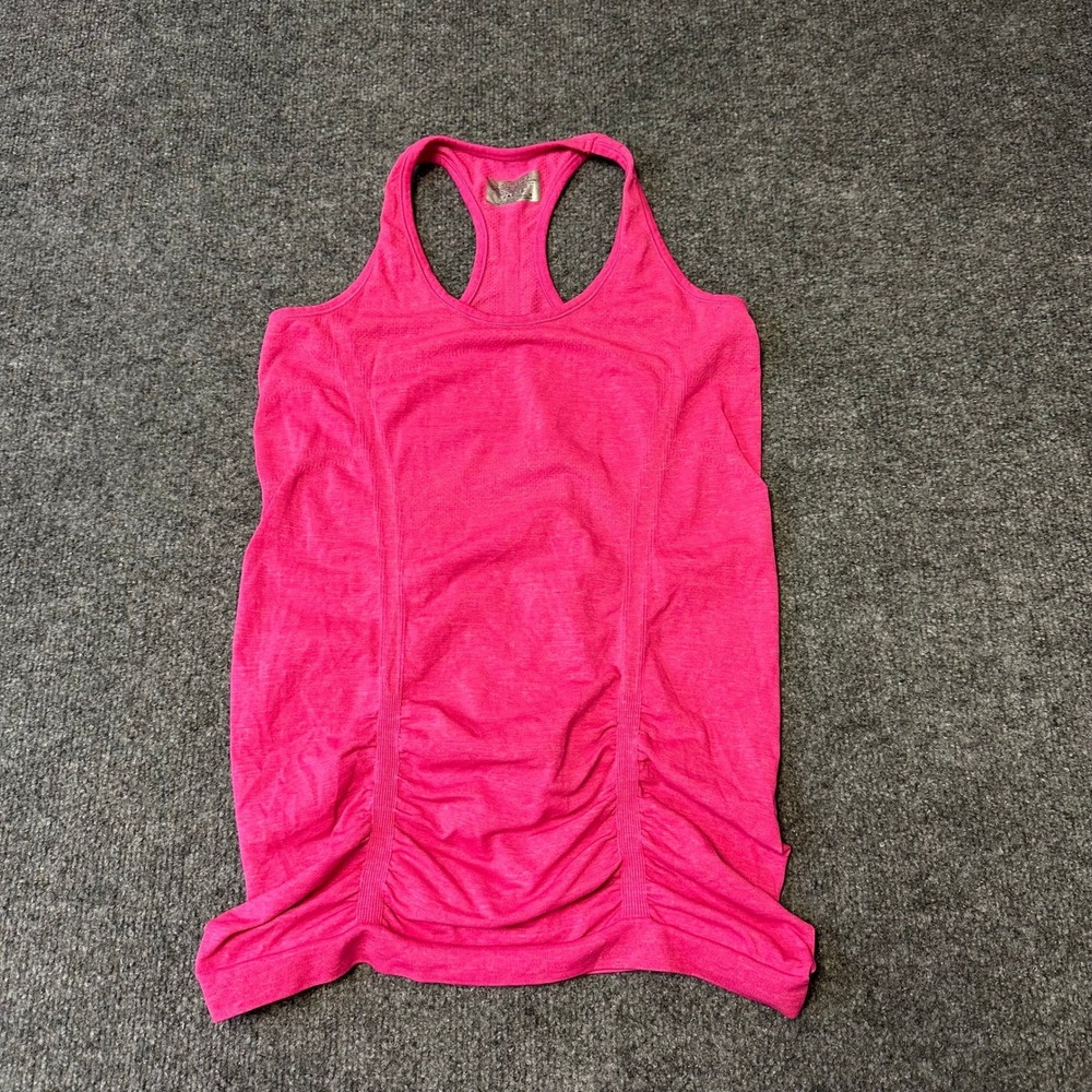 Athleta Tank Top Womens Size S Pink Seamless Ruched Racerback Athletic Yoga